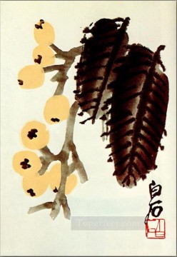 斉白石枇杷の古い中国の墨 Oil Paintings